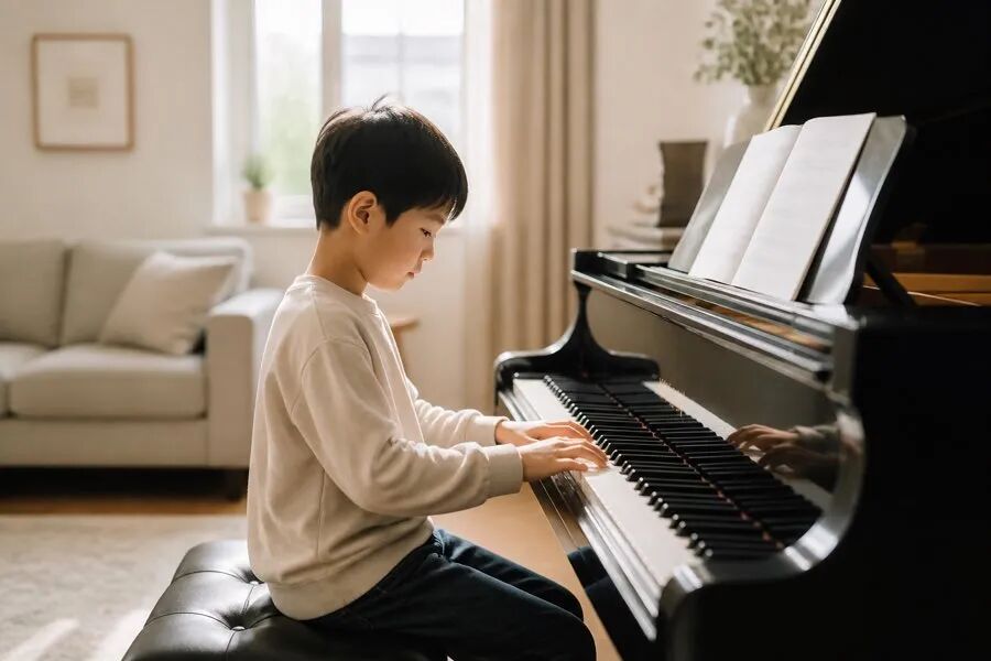 A piano practice scene related to the article