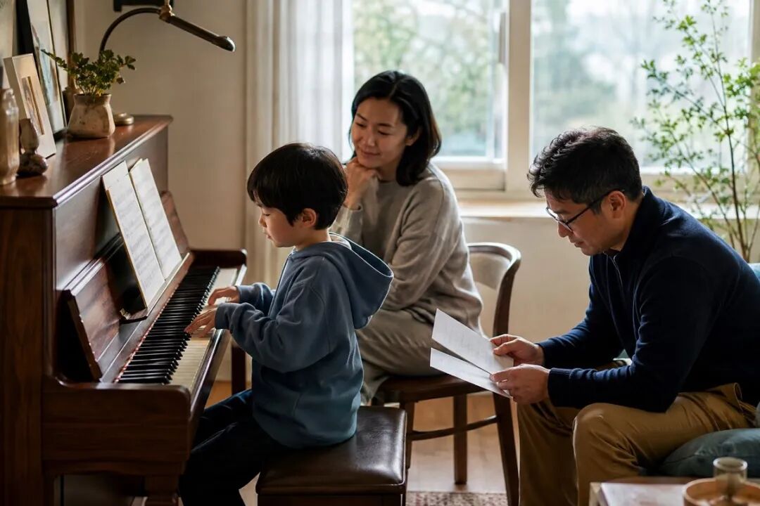 A piano practice scene related to the article